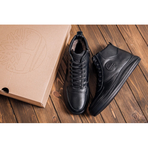 Зимові кросівки чоловічі чорні шкіряні Timberland