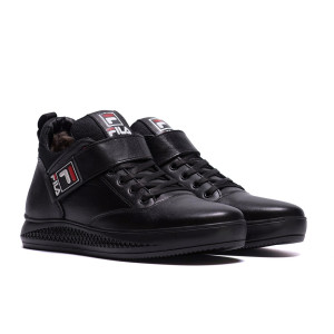 Кросівки зимові чоловічі шкіряні чорні FILA Black