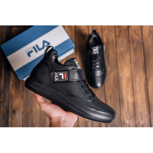 Кросівки зимові чоловічі шкіряні чорні FILA Black