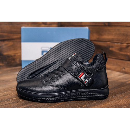 Кросівки зимові чоловічі шкіряні чорні FILA Black