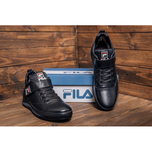 Кросівки зимові чоловічі шкіряні чорні FILA Black