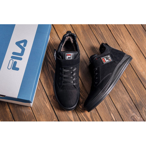 Зимові кросівки чоловічі шкіряні FILA Black