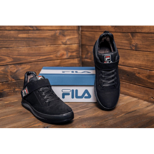 Зимові кросівки чоловічі шкіряні FILA Black