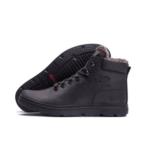 Зимние ботинки мужские кожаные черные Leather