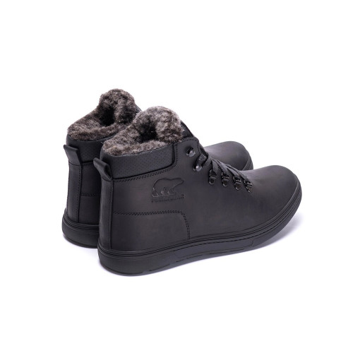 Зимові черевики чоловічі шкіряні чорні Leather