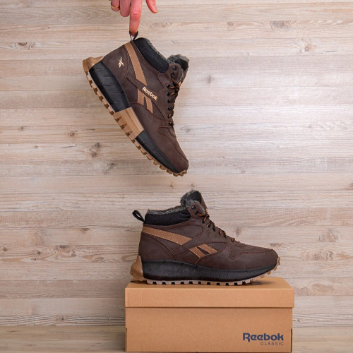 Кросівки зимові чоловічі шкіряні коричневі Reebok
