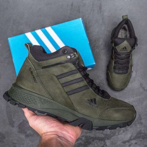 Зимові кросівки чоловічі шкіряні зелені Adidas