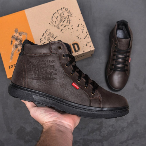 Чоловічі зимові шкіряні кросівки Levis Brown
