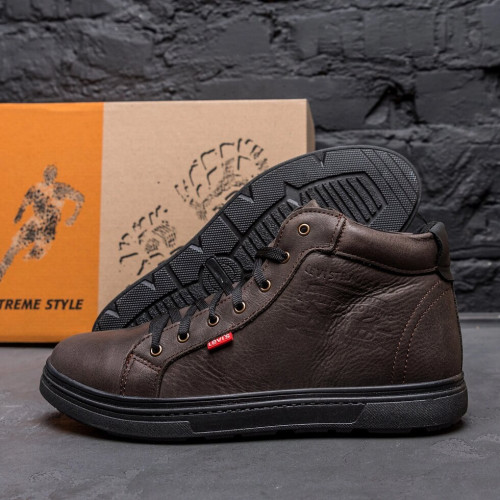 Чоловічі зимові шкіряні кросівки Levis Brown