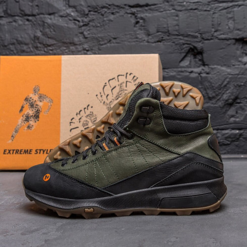 Кросівки чоловічі шкіряні зелені MERRELL