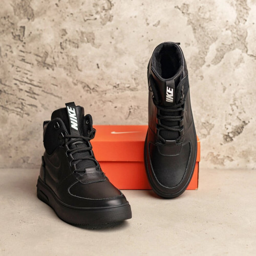 Мужские зимние кожаные ботинки NIKE Black