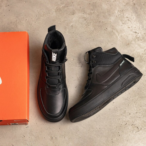 Мужские зимние кожаные ботинки NIKE Black