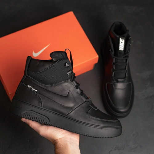 Мужские зимние кожаные ботинки NIKE Black