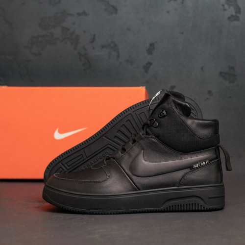 Мужские зимние кожаные ботинки NIKE Black