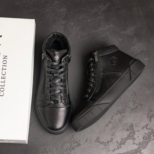 Мужские зимние кожаные ботинки Philipp Plein