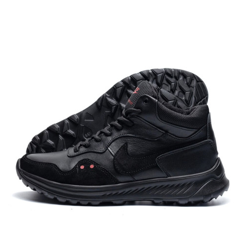 Мужские зимние кожаные кроссовки Nike Black