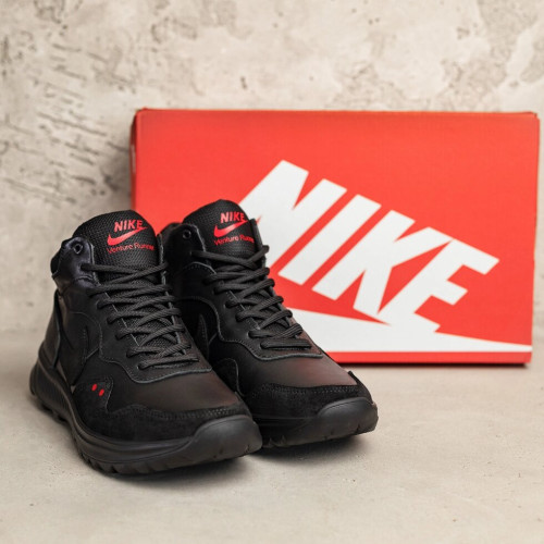 Мужские зимние кожаные кроссовки Nike Black