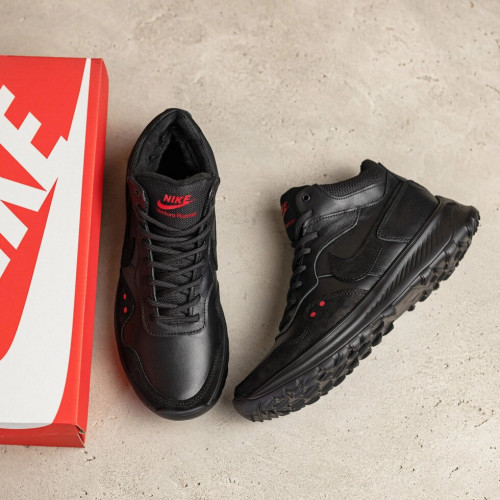 Мужские зимние кожаные кроссовки Nike Black
