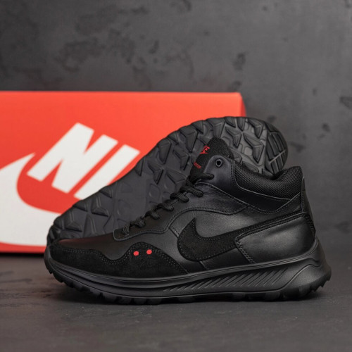 Мужские зимние кожаные кроссовки Nike Black