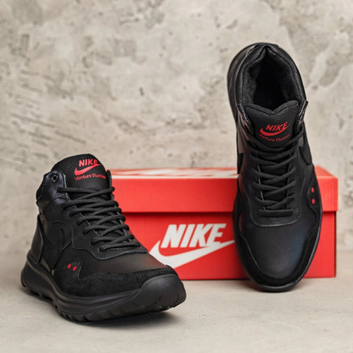 Мужские зимние кожаные кроссовки Nike Black