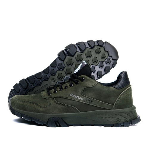 Мужские кожаные кроссовки зеленые Reebok Мужские кожаные кроссовки зеленые Reebok