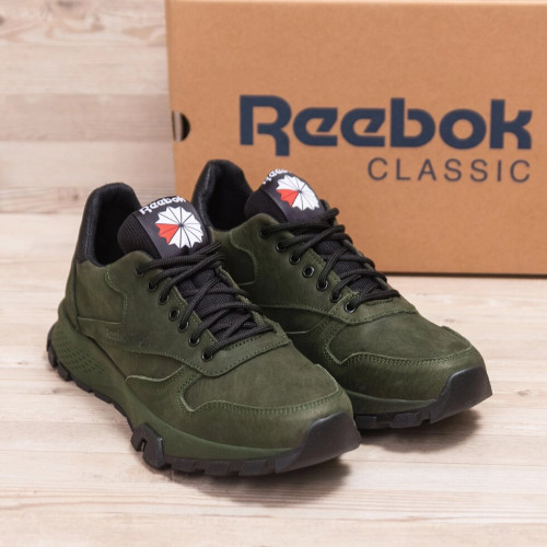 Мужские кожаные кроссовки зеленые Reebok Мужские кожаные кроссовки зеленые Reebok