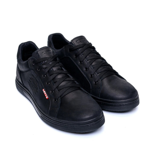 Кожаные кеды мужские черные Lv Black