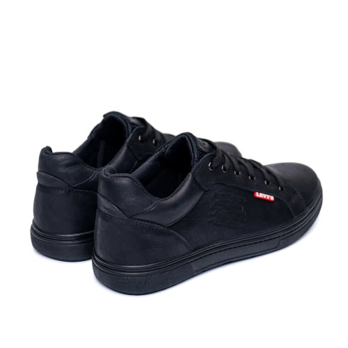 Кожаные кеды мужские черные Lv Black