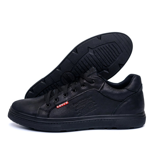 Кожаные кеды мужские черные Lv Black