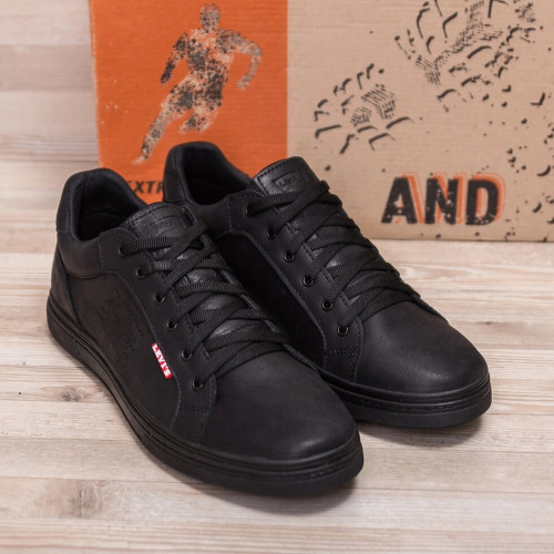 Кожаные кеды мужские черные Lv Black
